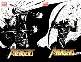 Avengers: Moon Knight versus Hawkeye Sketch Cover Comic Art